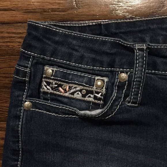 SALE - ZCO Cut-Off Fleur de Lis Embellished Jean Shorts - Picture 7 of 8